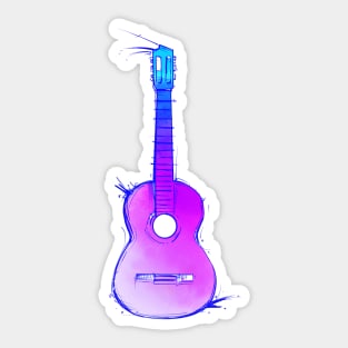 watercolor accustic guitar Sticker
